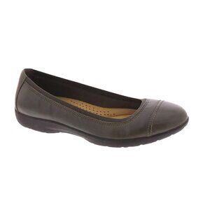 NWB Clarks Meadow Opal Leather Ballet Flat Slate Grey Womens US 7.5 $85 [jb]